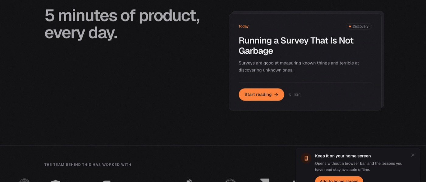 The Product Guys home page: 5 minutes of product, every day
